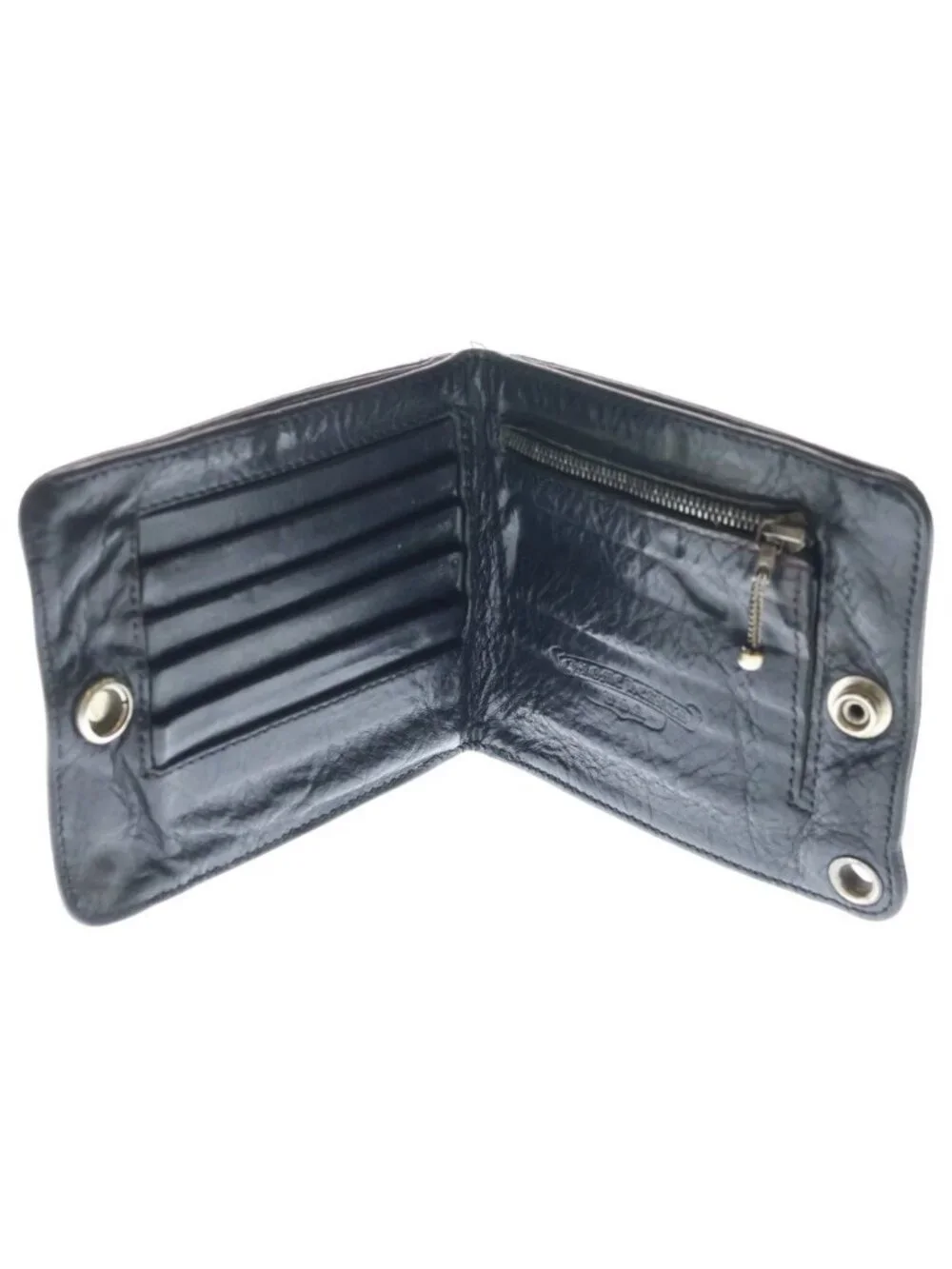 Chrome Hearts Cross Ball Button Leather Wallet Black